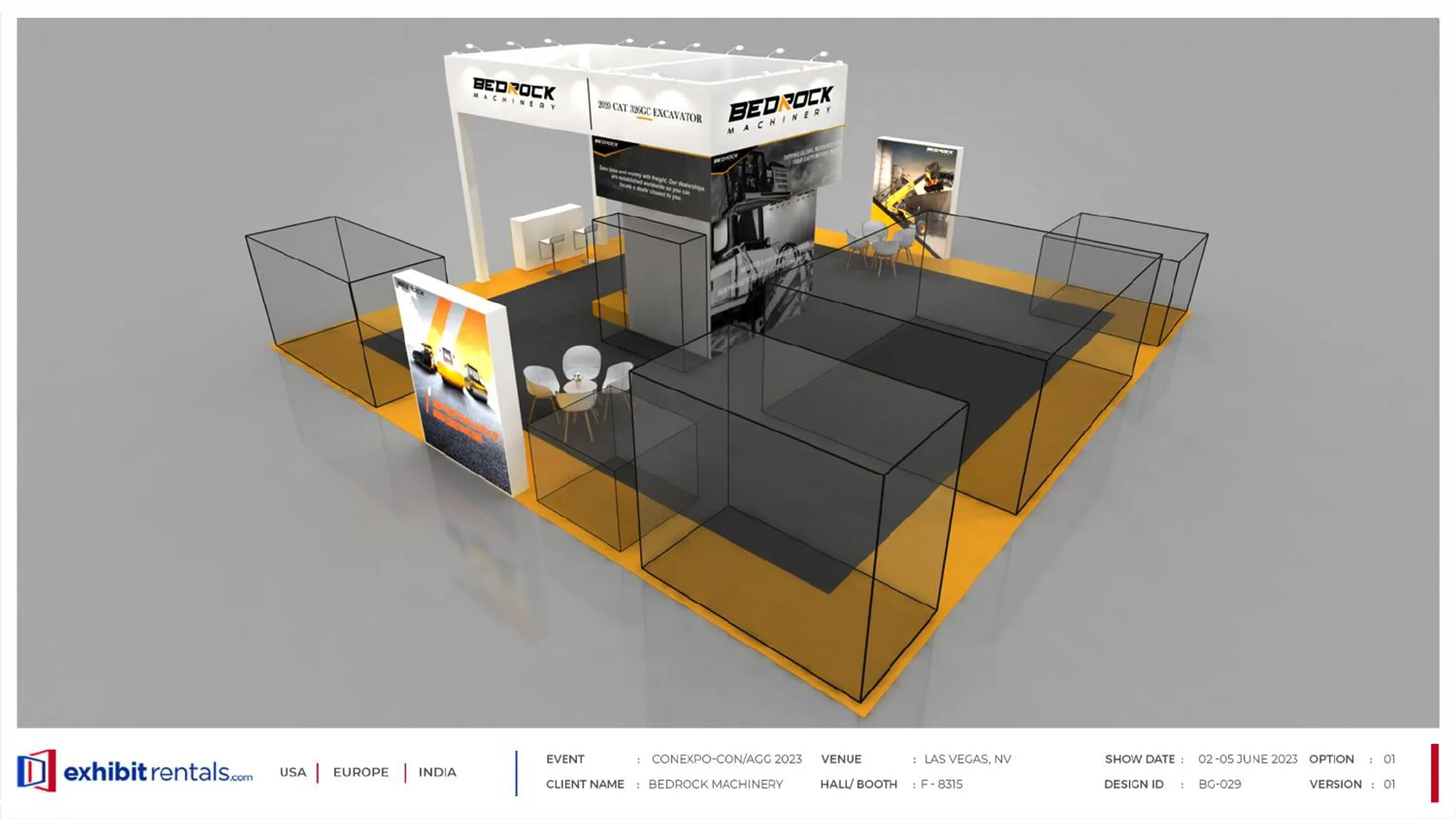 40x40 Island booth design by Exhibit-Rentals